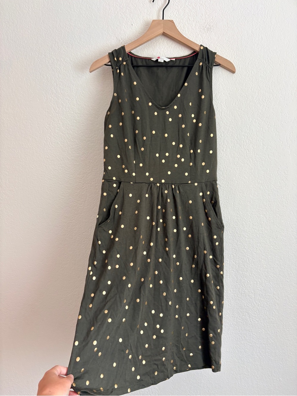 Boden Olive Green Polka Dot Mini Dress